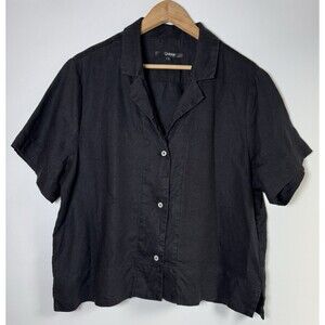 Quince Black Short Sleeve Button-Down Shirt